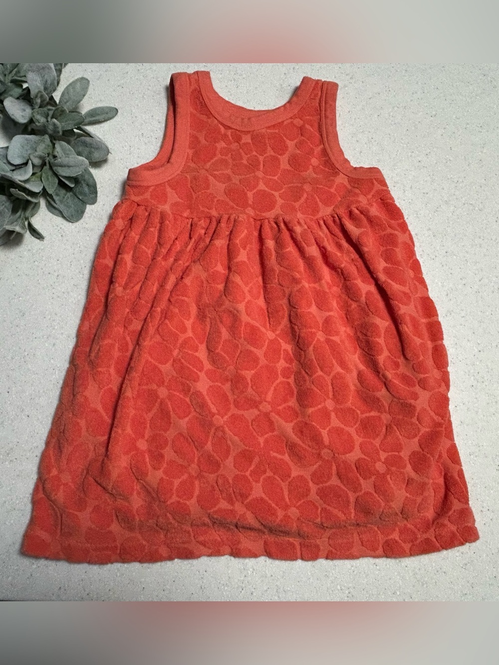 Hanna Andersson Girls Orange Terry Cloth Sleeveless Dress
